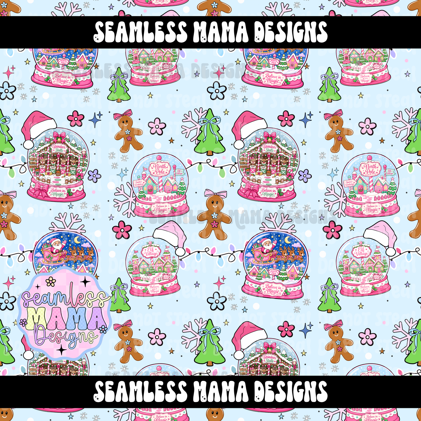 Santa’s snow globe winter wonderland ( tan)