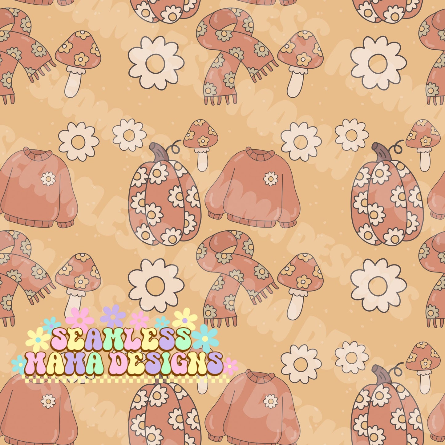 Floral Mushrooms & Pumpkins