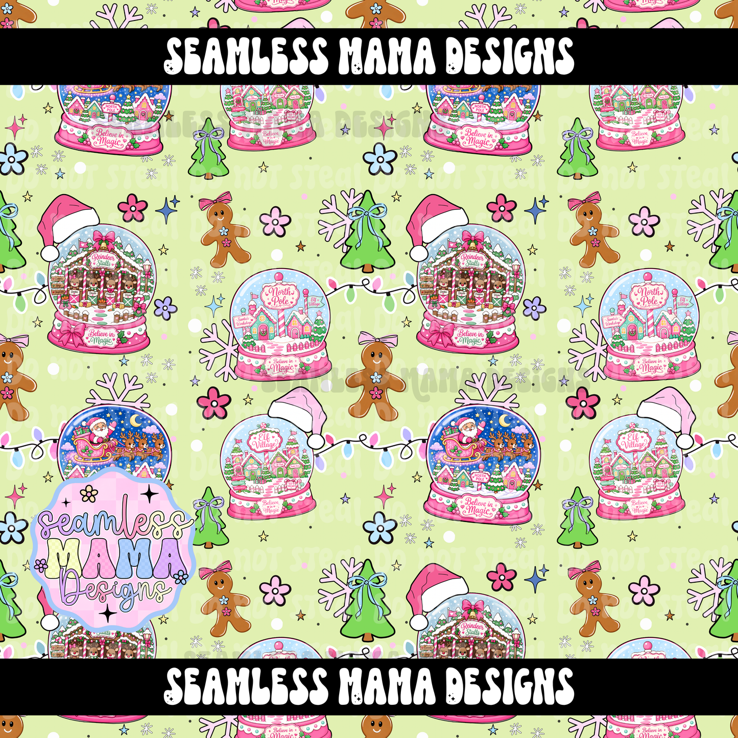 Santa’s snow globe winter wonderland ( tan)