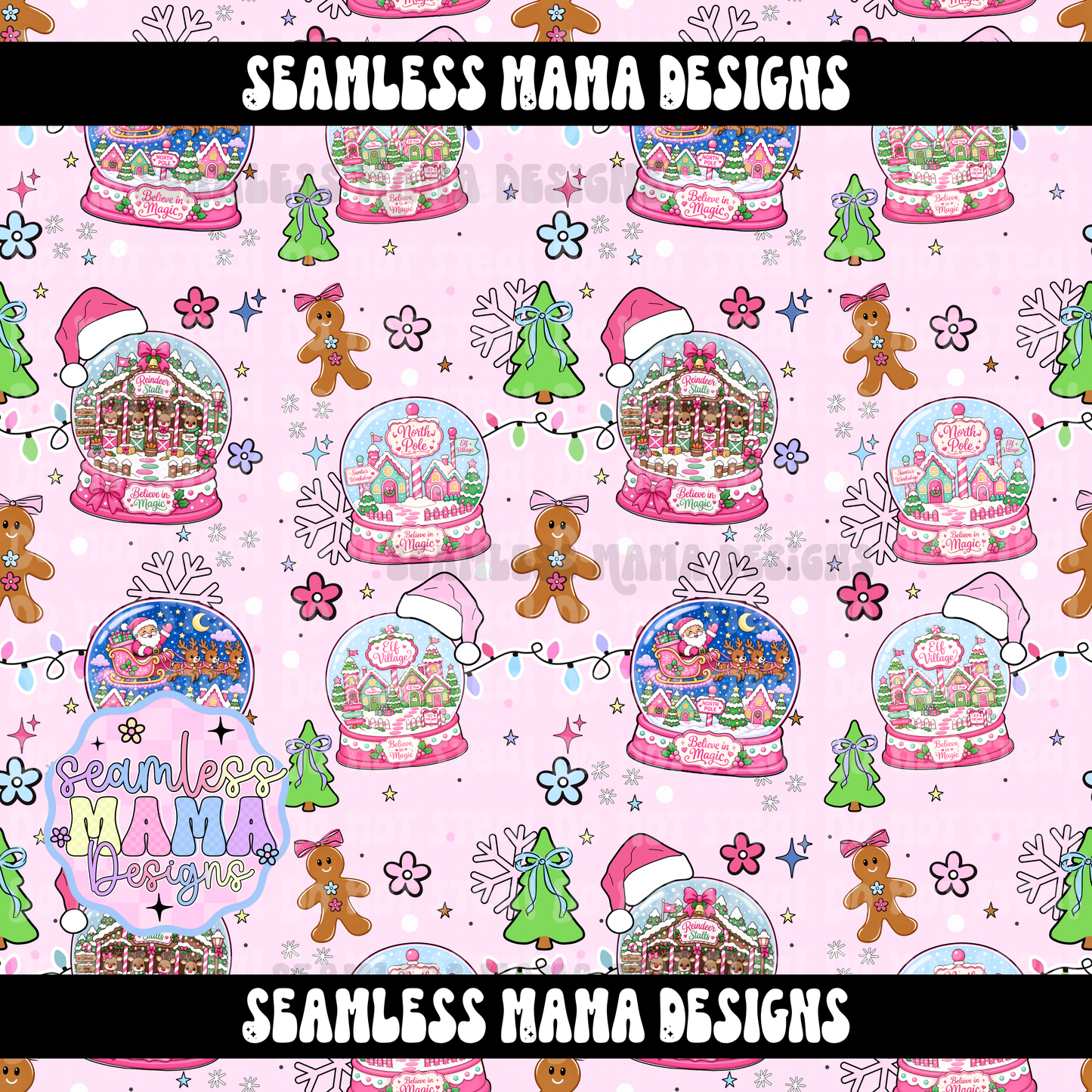 Santa’s snow globe winter wonderland ( tan)
