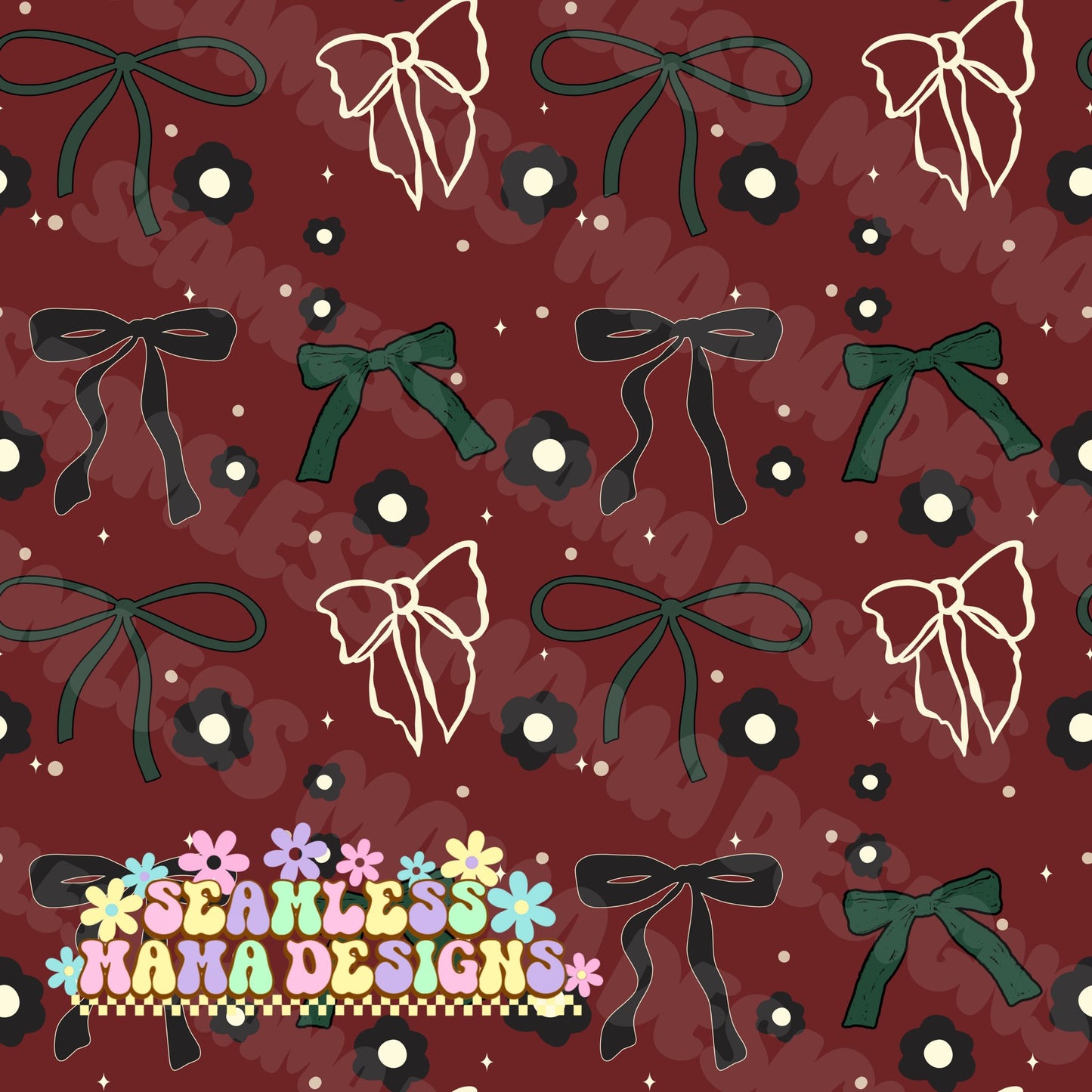 Red, Green, Black Bows