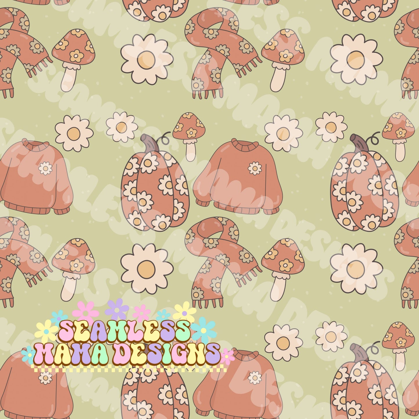 Floral Mushrooms & Pumpkins